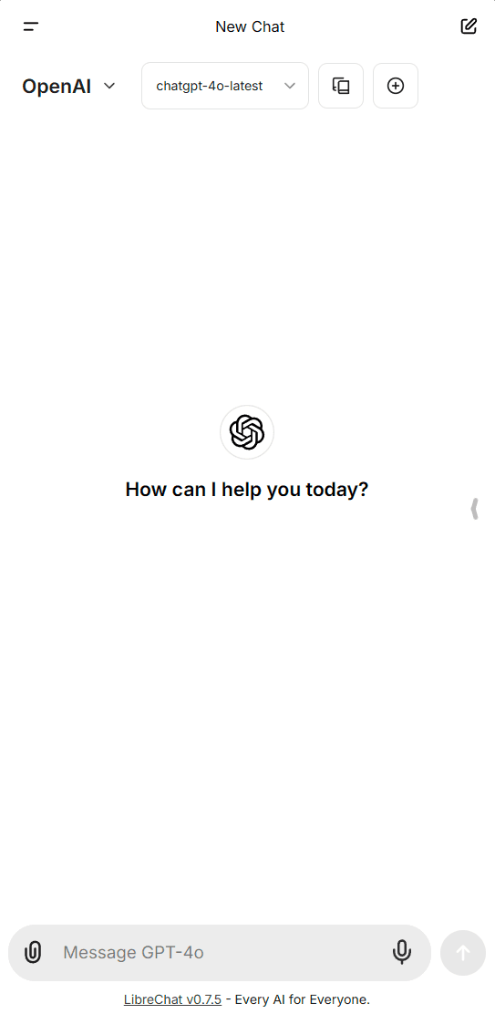 LibreChat UI Light Mobile