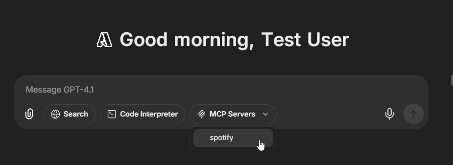 MCP Tools in Chat Area
