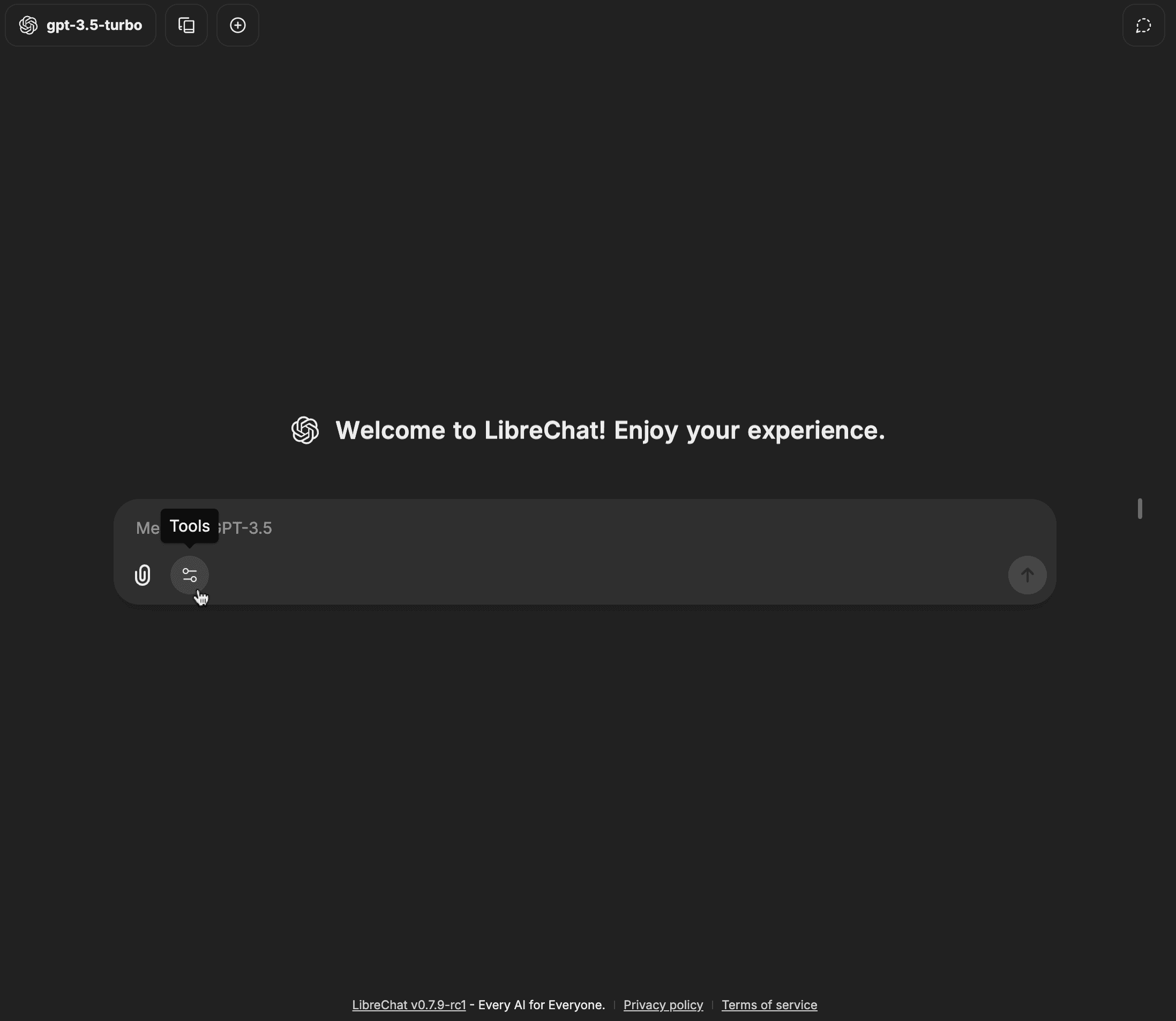Tools configuration button