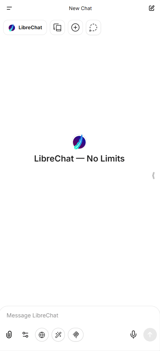 LibreChat mobile interface in light mode
