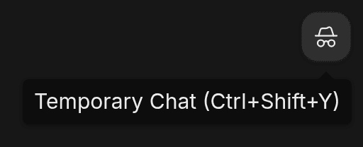 The Temporary Chat button at the right end of the chat header, with its tooltip